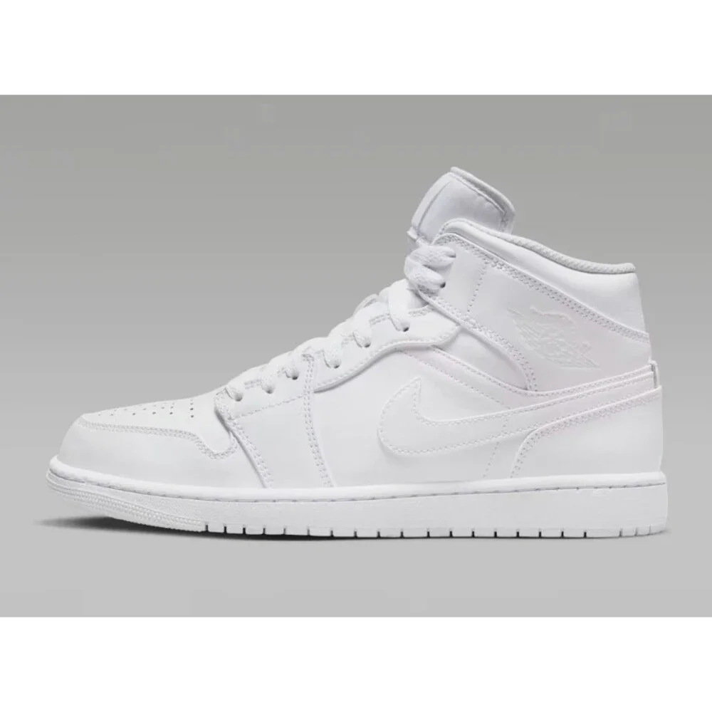 Size 10 - Air Jordan 1 Mid Triple White 554724-136 - Picture 1 of 6